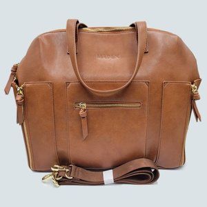 Maedn/Maden Carryall Convertible Vegan Leather Backpack Laptop Tote Bag, Saddle
